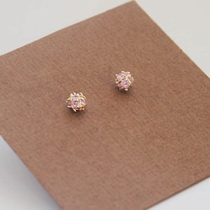 14k Solid Yellow Gold, Round Gold Ball Screwback Earrings, Cubic Zirconia, Baby Girls Children Women Screwback Earrings