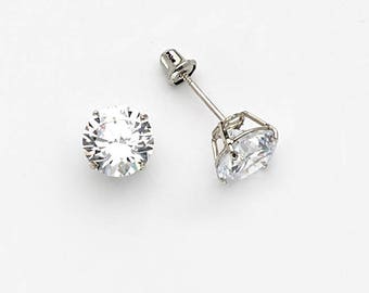 Round Stud Screwback Earrings, 925 Sterling Silver, Baby Girls Children Screwback Earrings