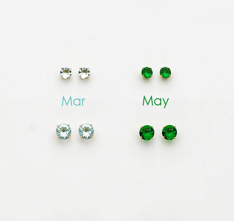 Birth Month Round Stud Screwback Earrings 14k Yellow Gold - Etsy