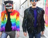 Crow Costume feather coat Short Feather Cloak halloween costume raven costume bird feather cape plus size cosplay jacket by Love Khaos