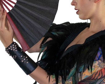 Leather Studded Cuff with Hidden Pocket, UNISEX Festival Bracelet Rave Wallet | LOVE KHAOS