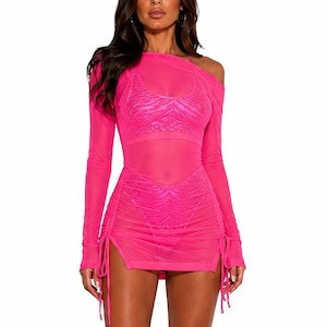Pink See Through Dress - Etsy Pink See Through Dress - Etsy