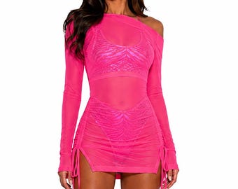 Neon Orange & Pink ECO Skater Dress