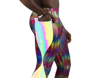 Reflective Mens Rainbow Pants Men, Mens Leggings with Pockets | LOVE KHAOS