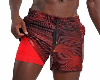 Mens Running Shorts with liner rave clothes spandex shorts mens drawstring shorts mens athletic shorts mens yoga shorts | LOVE KHAOS