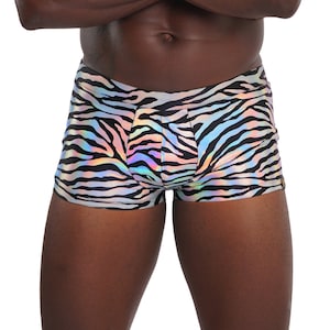 Mens Booty Shorts Mens Short Shorts Holographic Mens Mini Shorts Gay Shorts With Pouch Sexy Mens Underwear Mens Lingerie | LOVE KHAOS