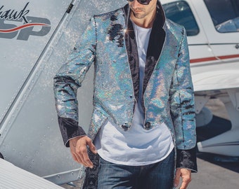 Ringmaster Jacket Military TailCoat Mens Sequin Blazer Disco Ball Costume Suit | LOVE KHAOS