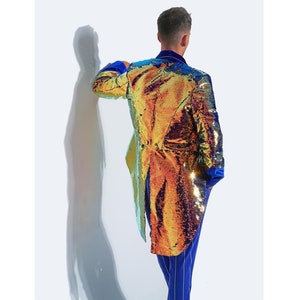 Mens Suit Jacket Burning Man Jacket Festival Coat Classic Black Tuxedo Jacket Mens Velvet Jacket gold sequin Shiny Blazer | LOVE KHAOS
