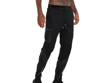 Pantalones deportivos negros para hombre, estilo streetwear, techwear, cyberpunk / LOVE KHAOS