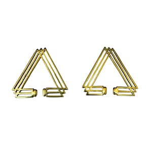 Non Pierced Ear Cuff Art Deco Earrings Ear Jacket No Piercing Earrings Triangle Earrings Gold Geometric Mens Ear Cuff Ear Wrap | LOVE KHAOS