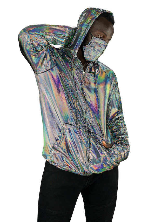 Festival Jacket arco iris Ropa holográfica chaqueta futurista cyberpunk  abrigo para hombre terciopelo sudadera terciopelo chándal thumbhole Love  Khaos -  México