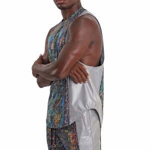 Graphic Shorts Silver Reflective Shorts Rave Festival Outfits Mens Drawstring Shorts | LOVE KHAOS image 7