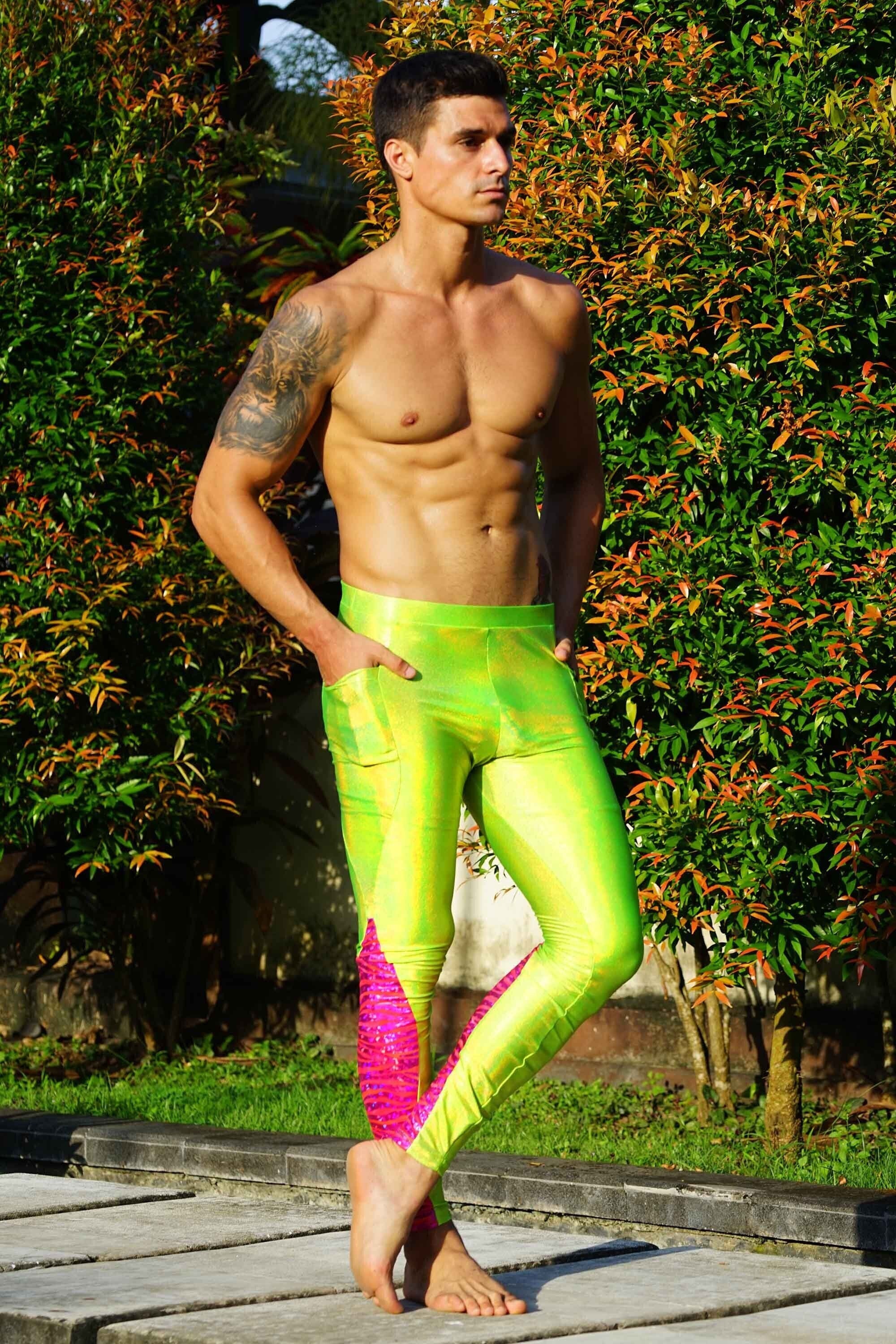 Festival Leggings Meggings Neon Rave Outfit Lime Green Pants Uv