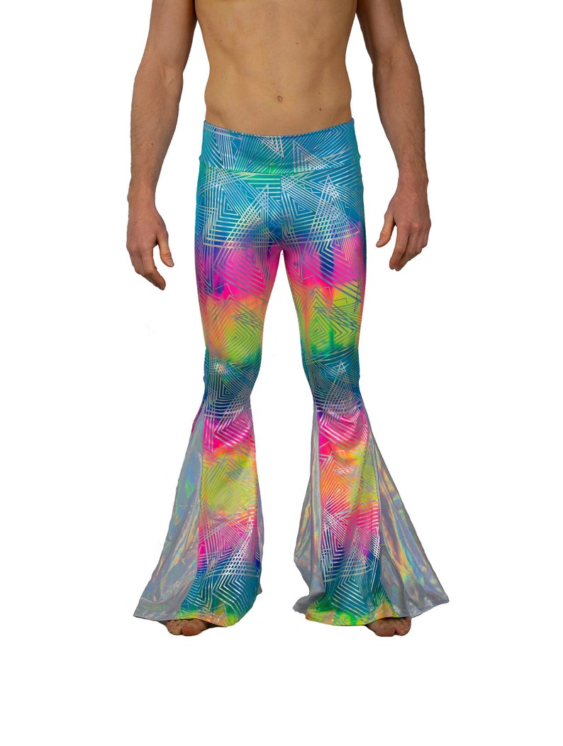 Bell Bottoms Mens Rainbow Trousers Flare Pants Holographic - Etsy