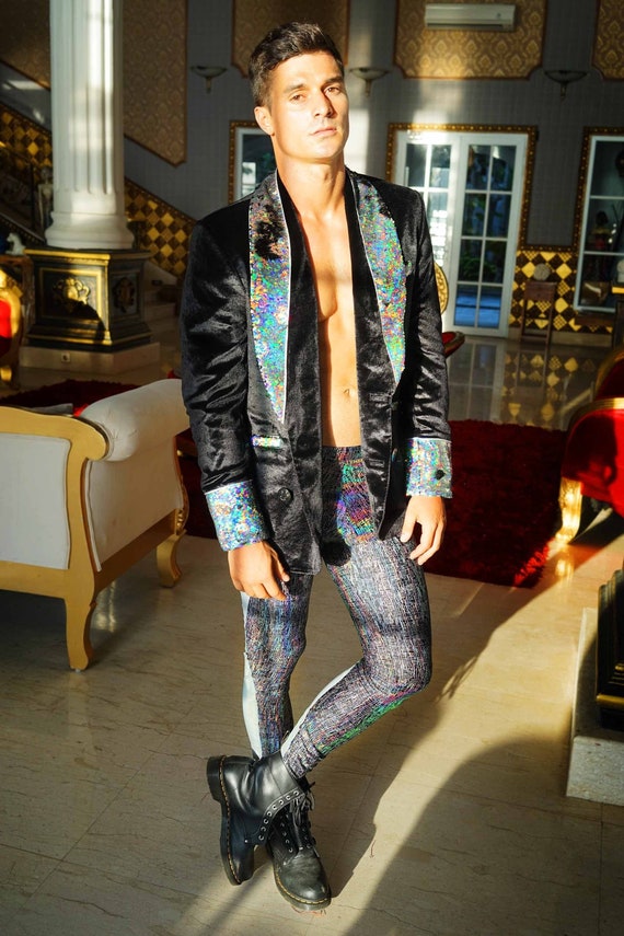 Meggings, Mens Leggings With Pockets, Holographic Festival