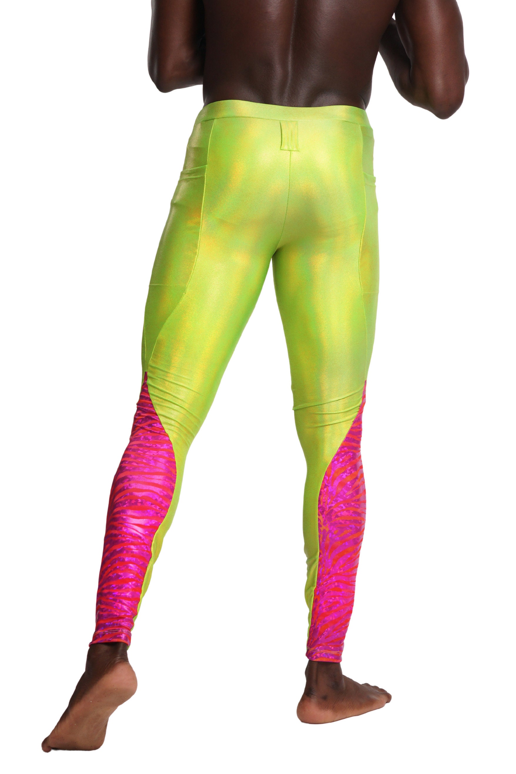 Mens Leggings Neon Flux UV Glow Spandex Rockstar Rave Festival Yoga  Meggings 156095 