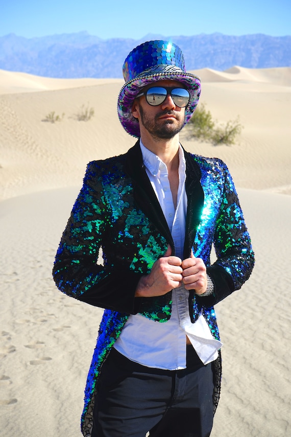 Nightclub Sequin Jacket Men, Velvet Performance Costume