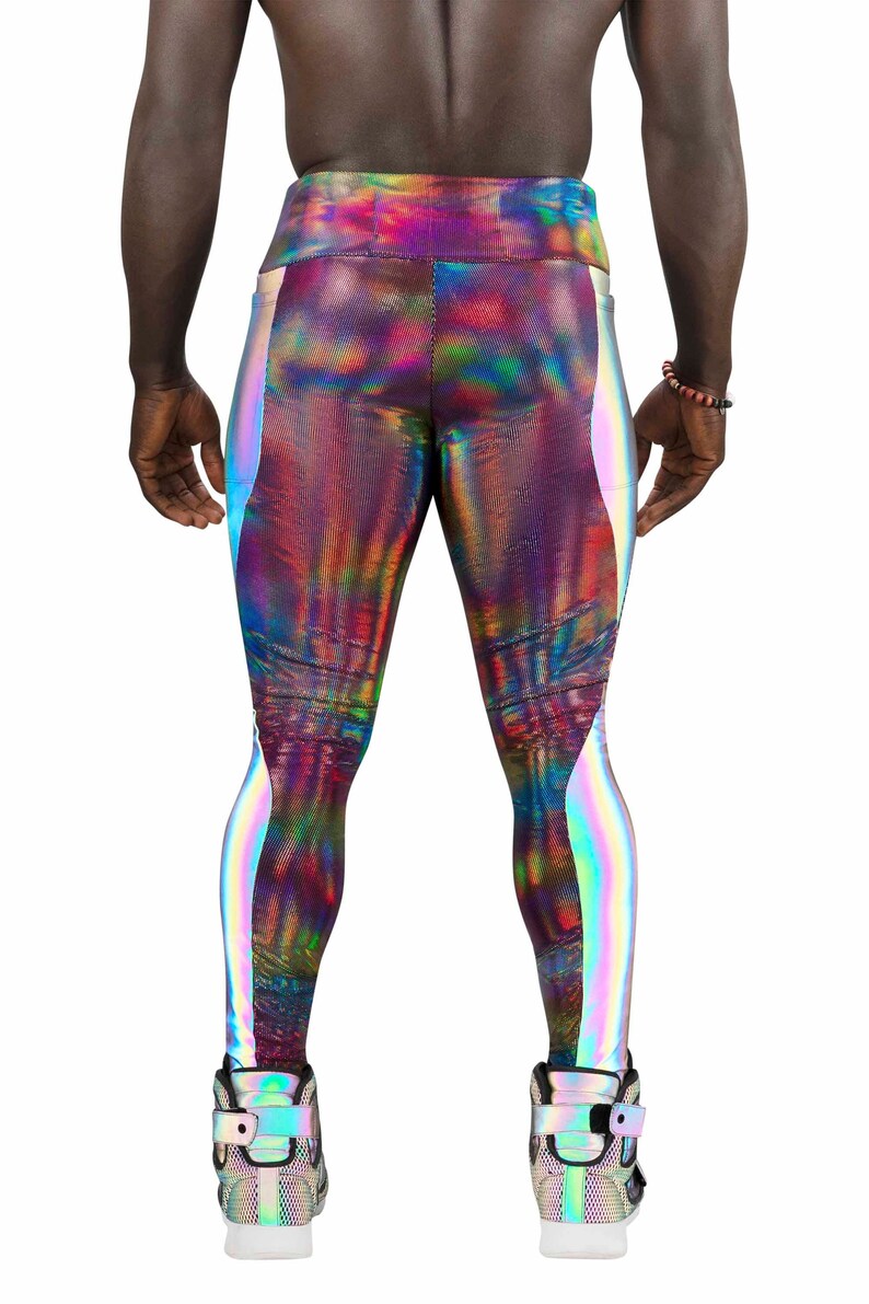Mens Leggings With Pockets Shiny Leggings Festival Trousers | Etsy