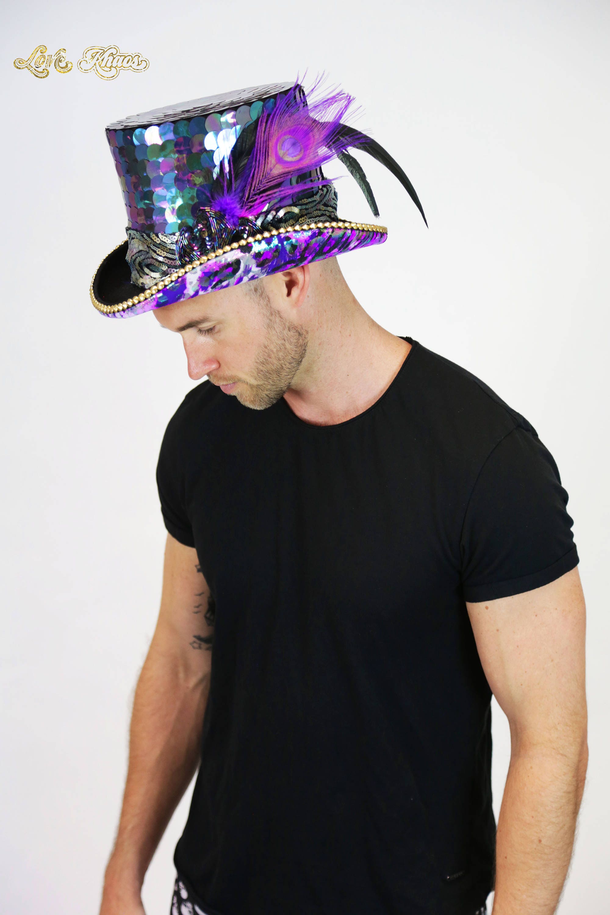 LED Light Sequin Top Hat Festival Head 