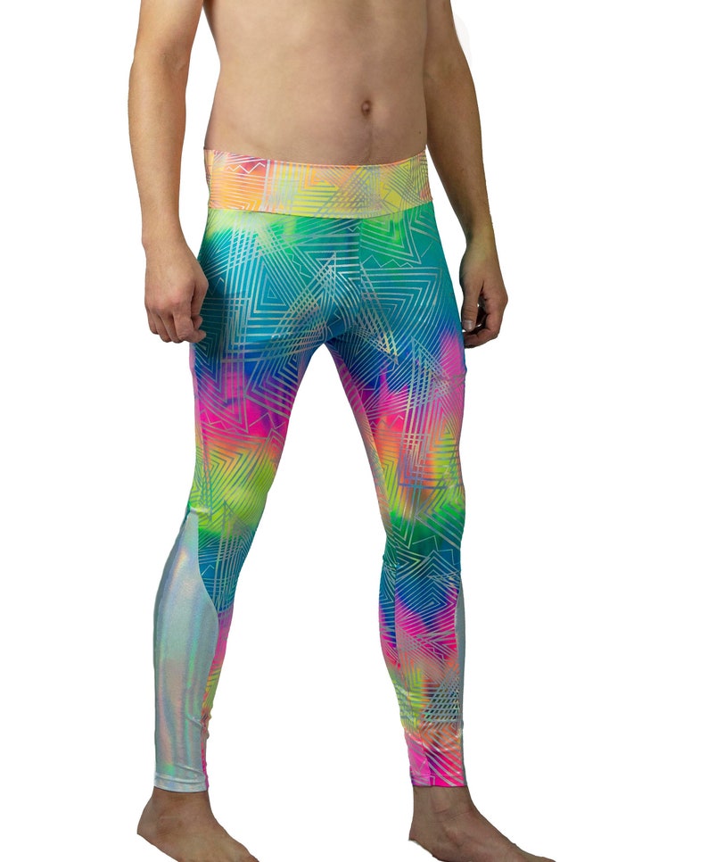 Meggings Holographic Mens Leggings psychedelic tights sparkle | Etsy