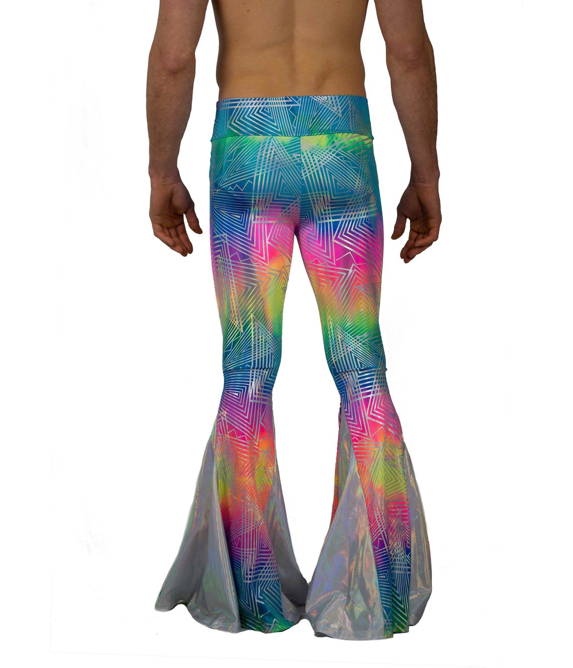 Bell Bottoms Mens Rainbow Trousers Flare Pants Holographic | Etsy