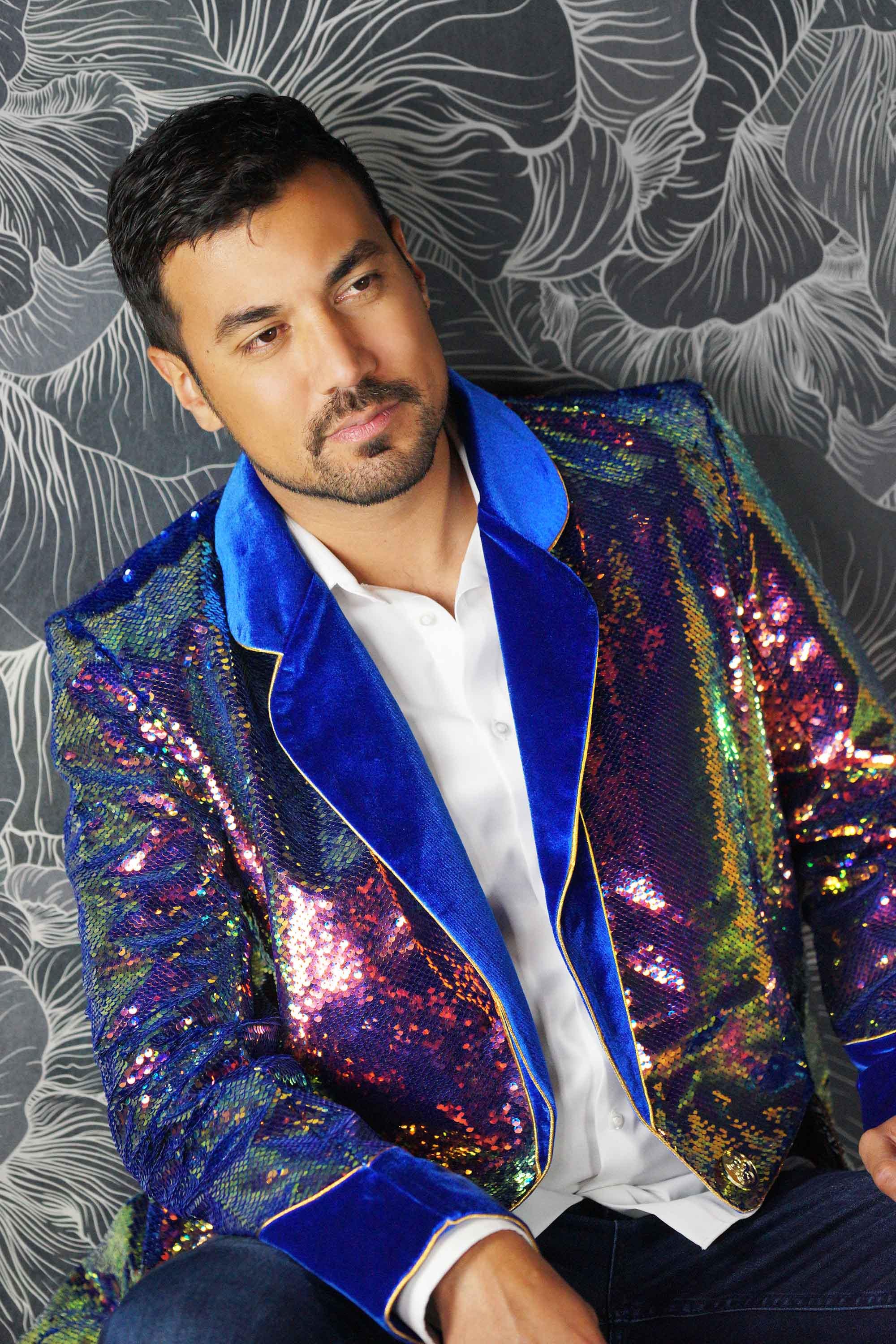 Giacca Bomber Uomo Con Paillettes Glitterate Oro – Giacca Da Discoteca E Feste, Con Tasche, Mezza Stagione