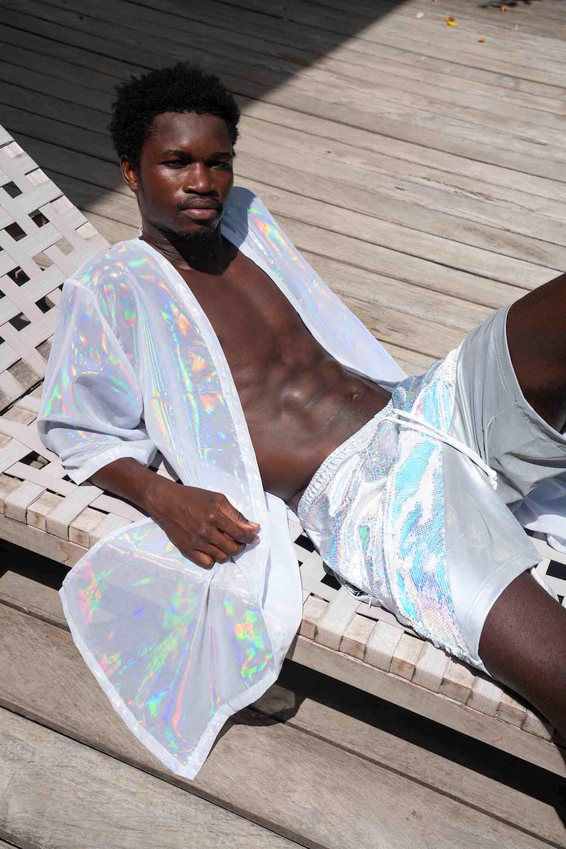 Gold Robe Mens Gold Kimono Cardigan Men Rave Robe Glitter Kimono Jacket ...