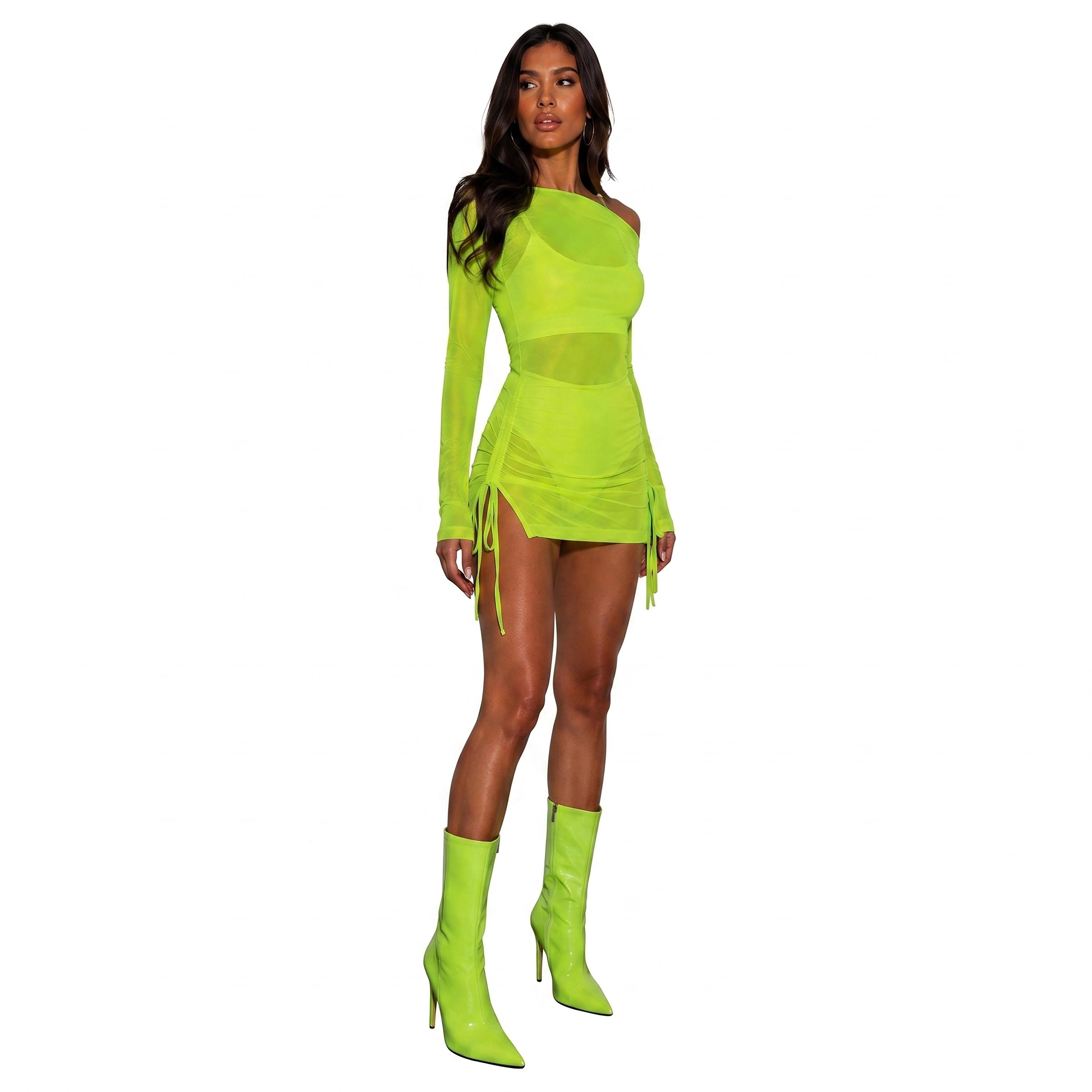 neon green fishnet dress Neon Green Play With Me 2pc Fishnet Set Rave Wonderland