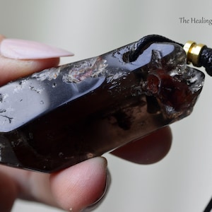Exceptional Morion Smoky Quartz Crystal Necklace — with Embers of Hematite | Grounding, Protection & Cosmic Connection Handmade Jewellery