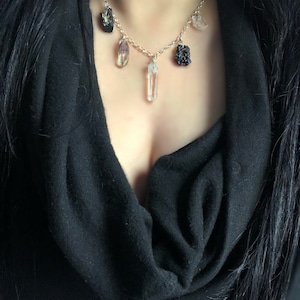 Soul's Map Necklace Silver & Synergy of Lemurian Crystal + Azeztulite + Tektite + Hematoid Quartz + Black Tourmaline Intuitively Channeled