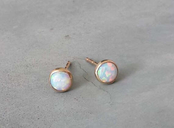 solid gold opal earrings