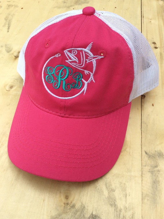 Monogrammed Fishing Trucker Hat Etsy
