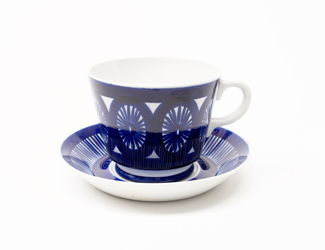 Arabia Finland Fiesta, Large Chocolate Cup and Saucer, 1960s  