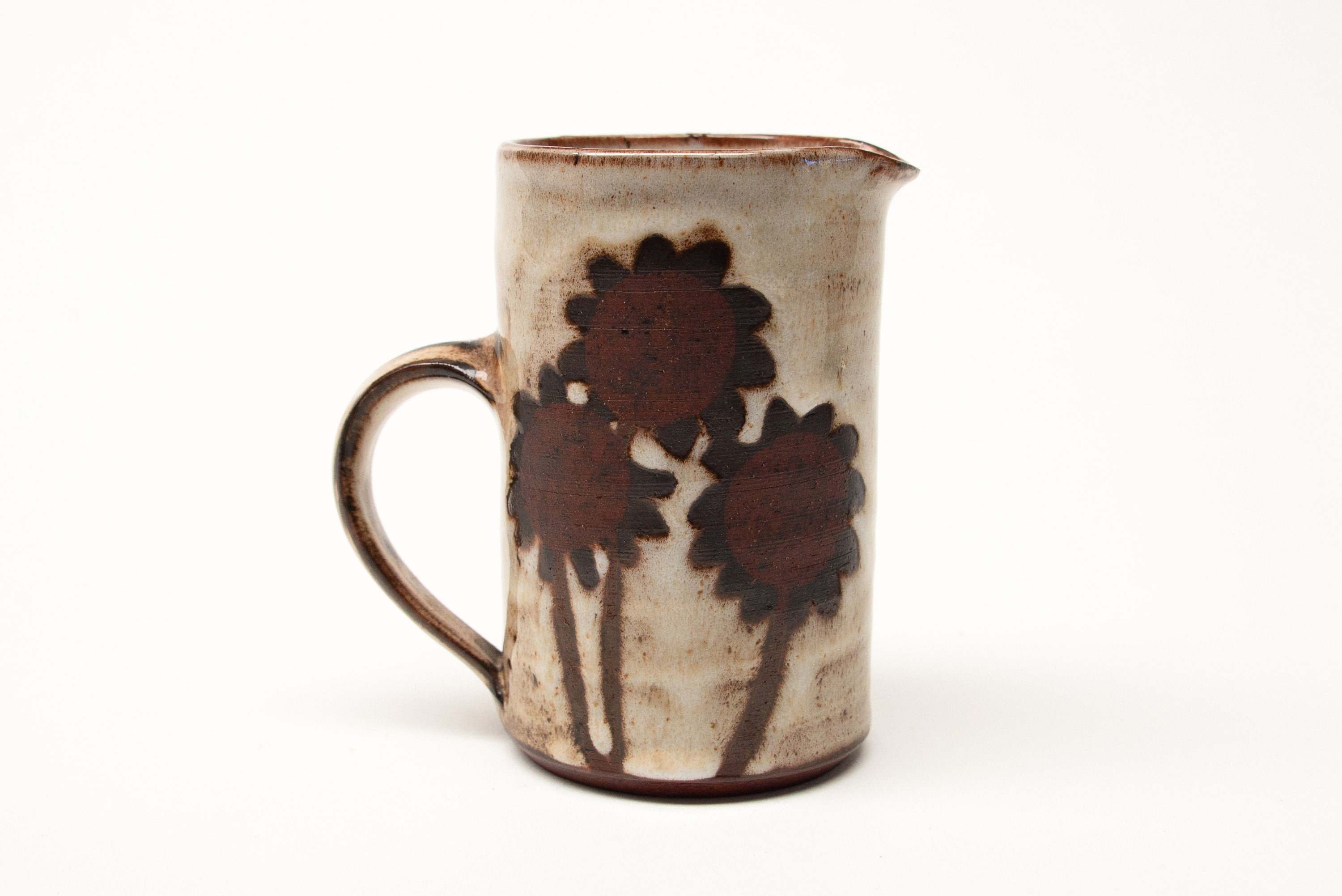 Sunflower Design Coffee Cup and Saucer Briglin Pottery UK