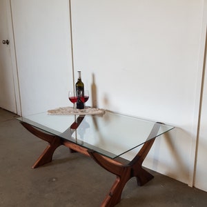 Mid Century modern inspired coffee table Glass Wooden table custom made to order in any finish image 5