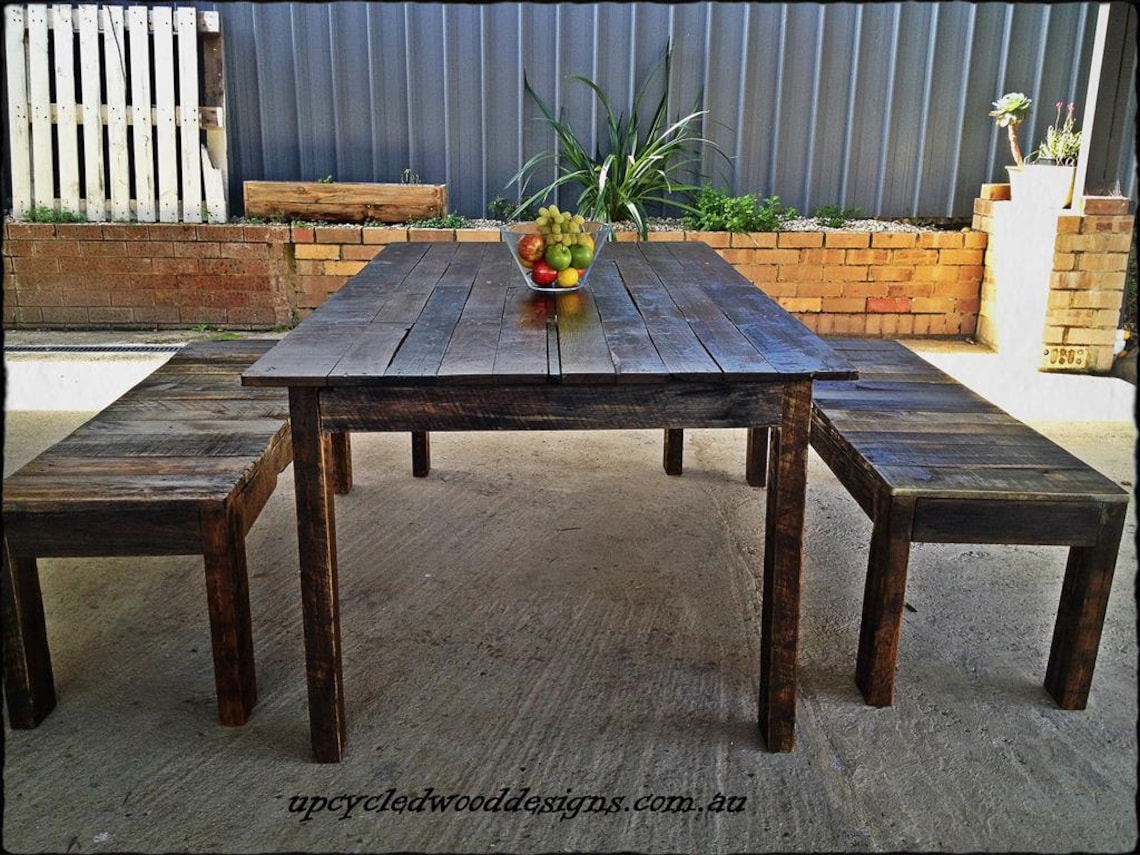 Rustic Recycled Timber Dining Table and Optional Bench Seats / Etsy