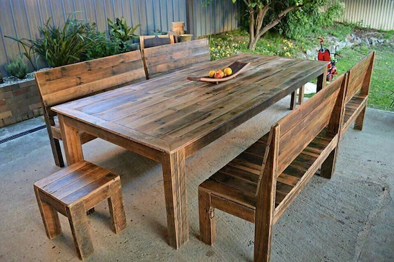3 Metre Recycled Timber Dining Table And Optional Bench Seats Etsy