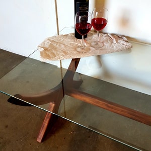 Mid Century modern inspired coffee table Glass Wooden table custom made to order in any finish image 2