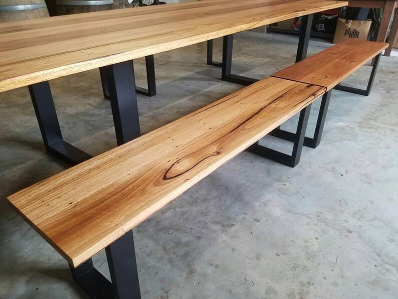 3 Metre Recycled Messmate Dining Table With Powder Coated Steel Hoop