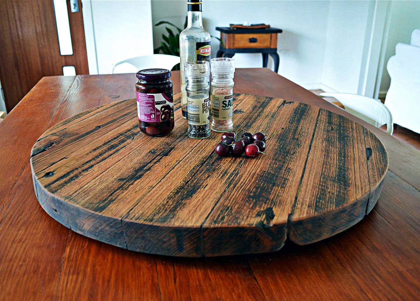 Recycled / Upcycled Hardwood Timber Rustic Lazy Susan Finished Etsy