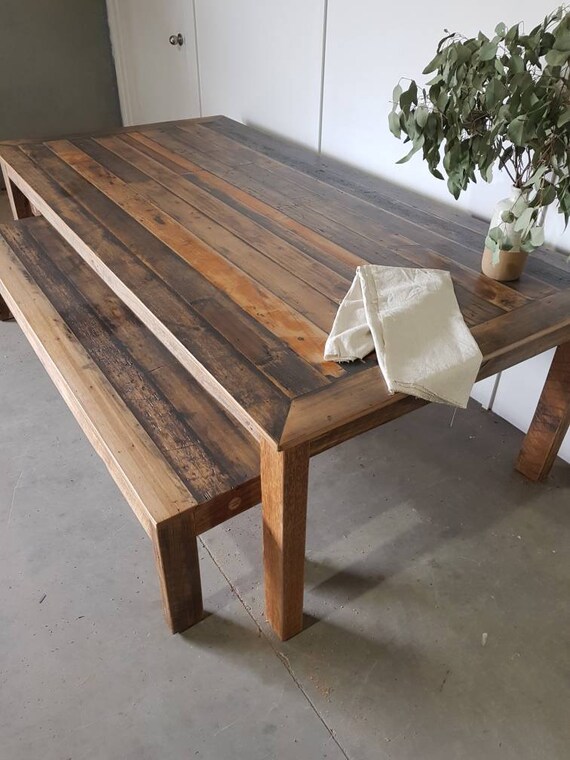 Recycled Timber Dining Table With Optional Bench Seats Suit Israel Recycled Timber Dining Table With, 2nd Hand Timber Outdoor Furniture