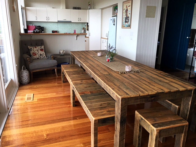 3 Metre Recycled Timber Dining Table and Optional Bench Seats - Etsy UK