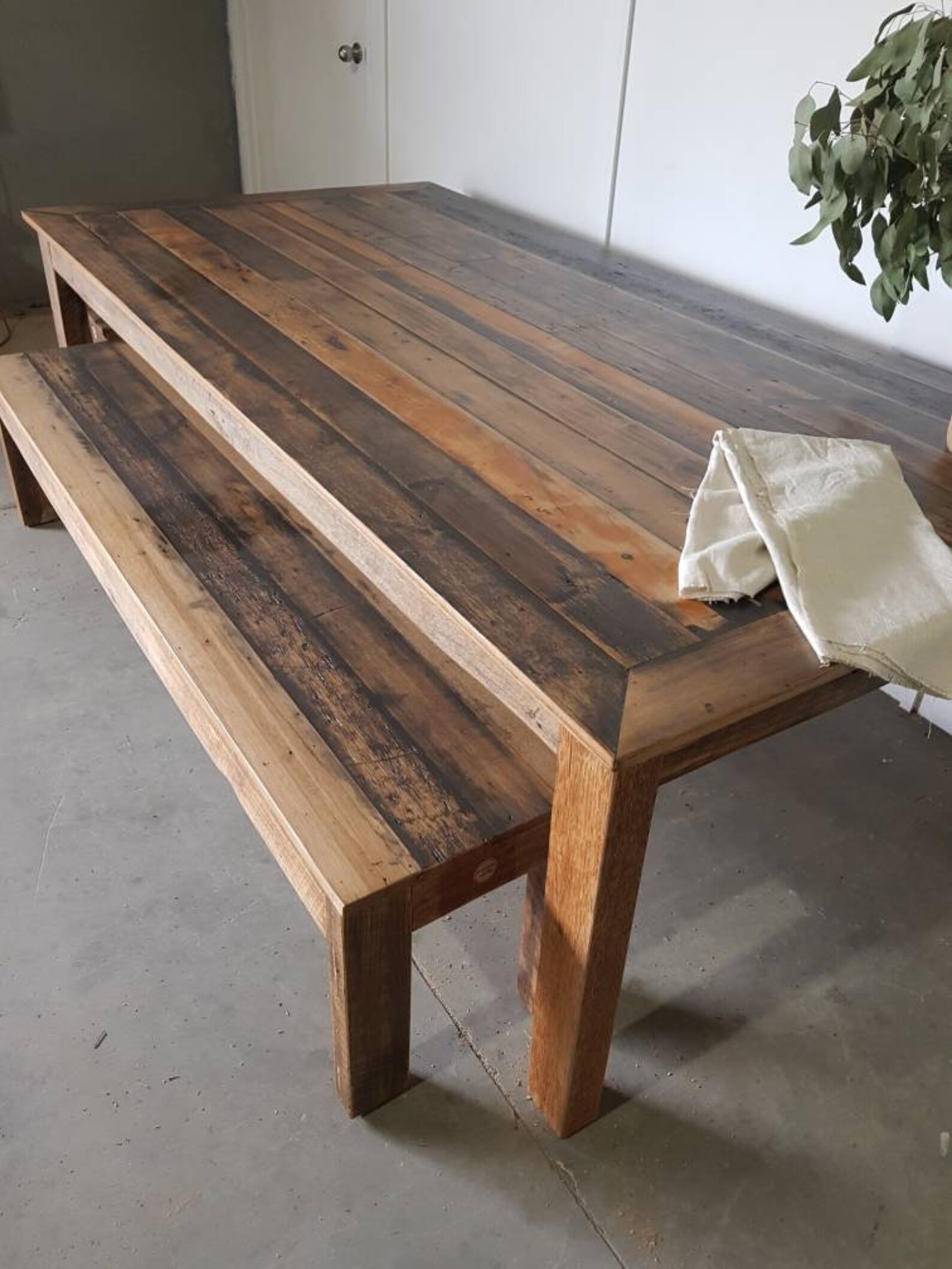 Rustic Recycled Timber Dining Table and Optional Bench Seats / Etsy