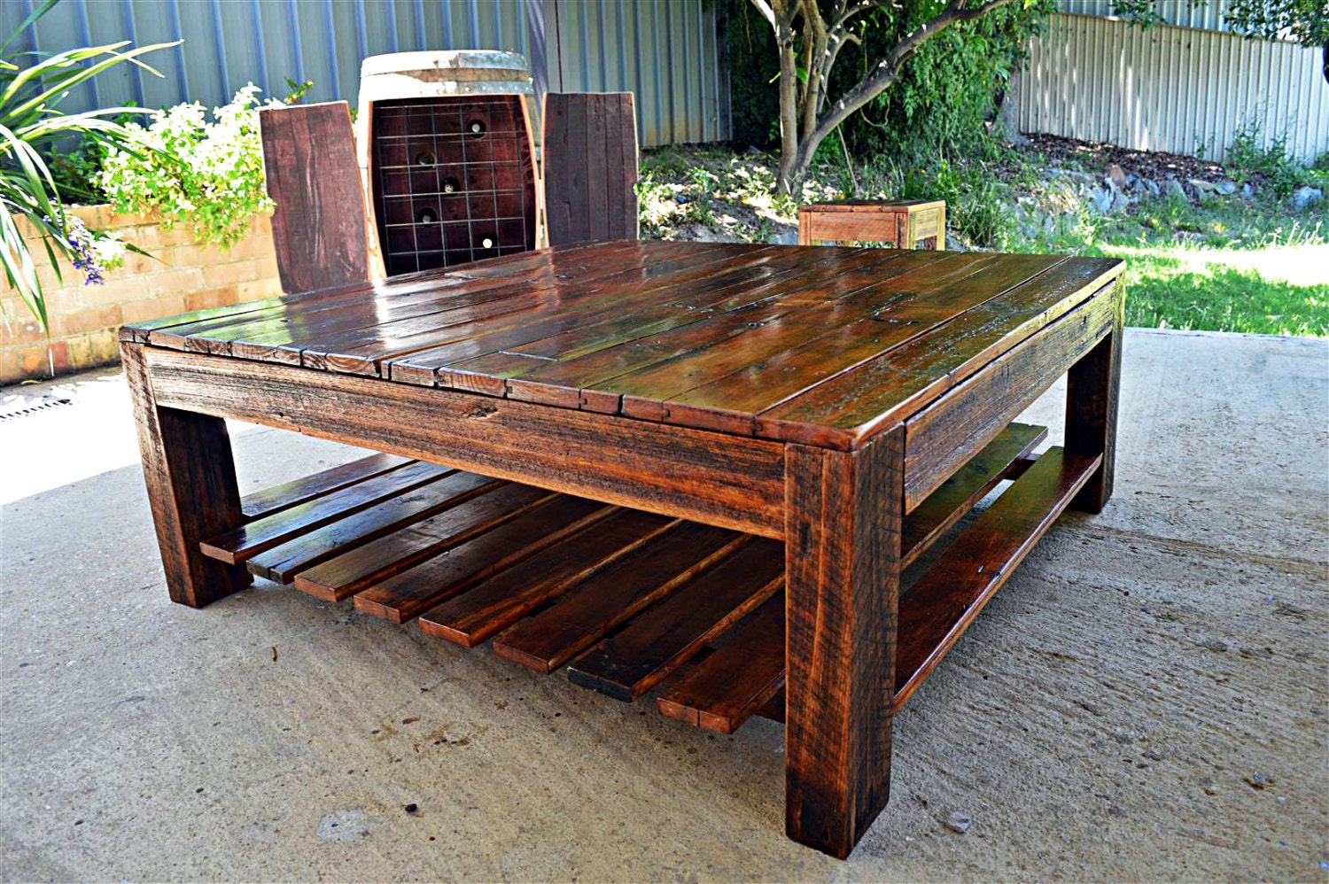 Square recycled timber coffee table made in Australia / | Etsy