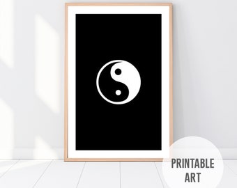 Yin Yang Black and White Printable Art Print, Wall Decor, Home Decor