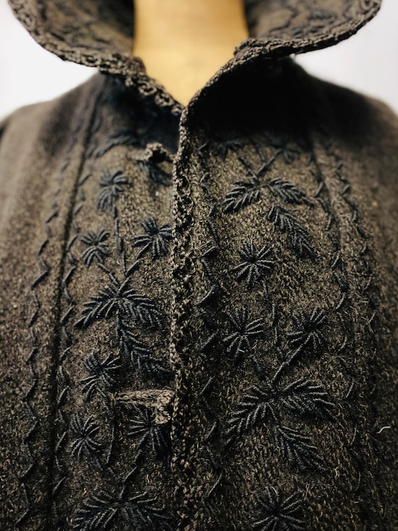 1930's European Folk Wool Hand Embroidered Coat