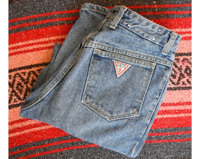 80s Guess Ankle Zip Jeans Medium Wash Denim Motorcycle Etsy