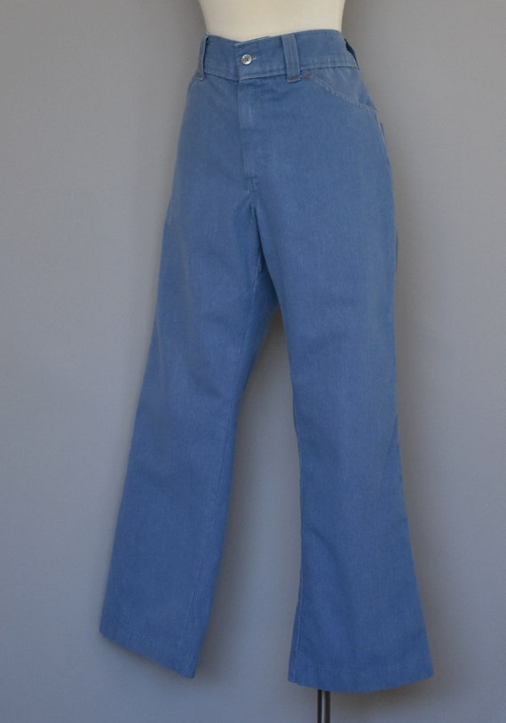 Vintage 70s Light Wash Jeans, 1970s Sky Blue Soft… - image 4