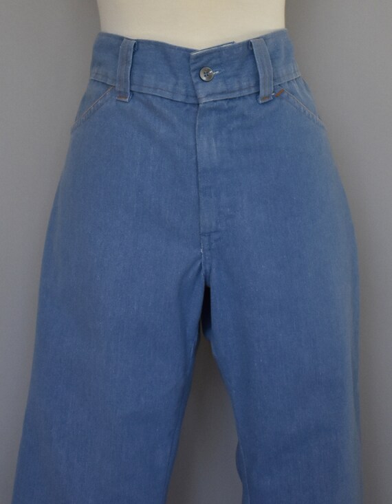 Vintage 70s Light Wash Jeans, 1970s Sky Blue Soft… - image 3