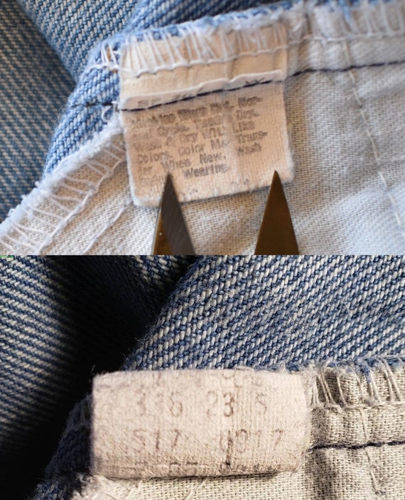 Maat 35 x 31 Kleding Gender-neutrale kleding volwassenen Jeans Crease fade Perfect gedragen in 70s Levi's Vintage Jeans 517 Orange Tab Wide Boot Cut 